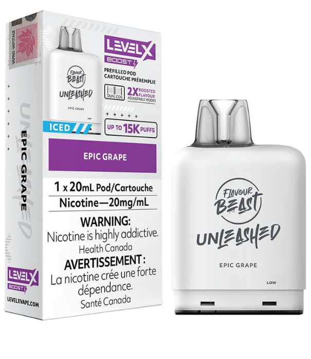 Flavour Beast Epic Grape Iced Flavour Beast Unleashed Level X Boost G2 25000 Disposable Vape Pod