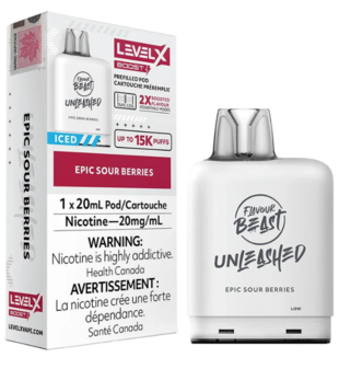 Epic Sour Berries Iced Flavour Beast Unleashed Level X Boost G2 25000 Disposable Vape Pod