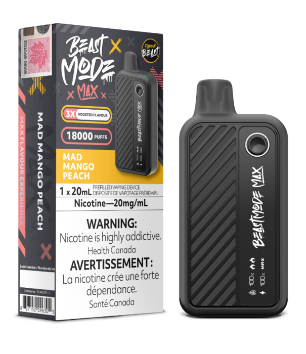 Flavour Beast Mad Mango Peach Flavour Beast Beast Mode Max 18000 Rechargeable Disposable