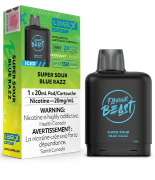 Super Sour Blue Razz Iced Flavour Beast Level X Boost G2 25000 Disposable Vape Pod