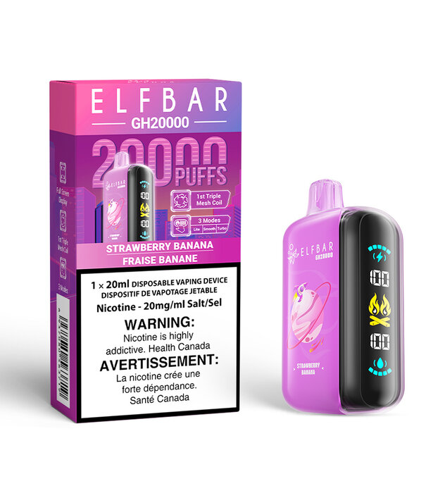 Elf Bar Strawberry Banana Elf Bar GH20000 Rechargeable Disposable