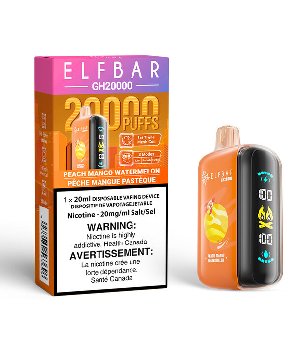 Elf Bar Peach Mango Watermelon Elf Bar GH20000 Rechargeable Disposable