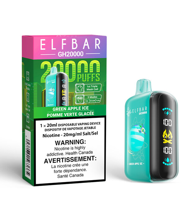 Elf Bar Green Apple Ice Elf Bar GH20000 Rechargeable Disposable