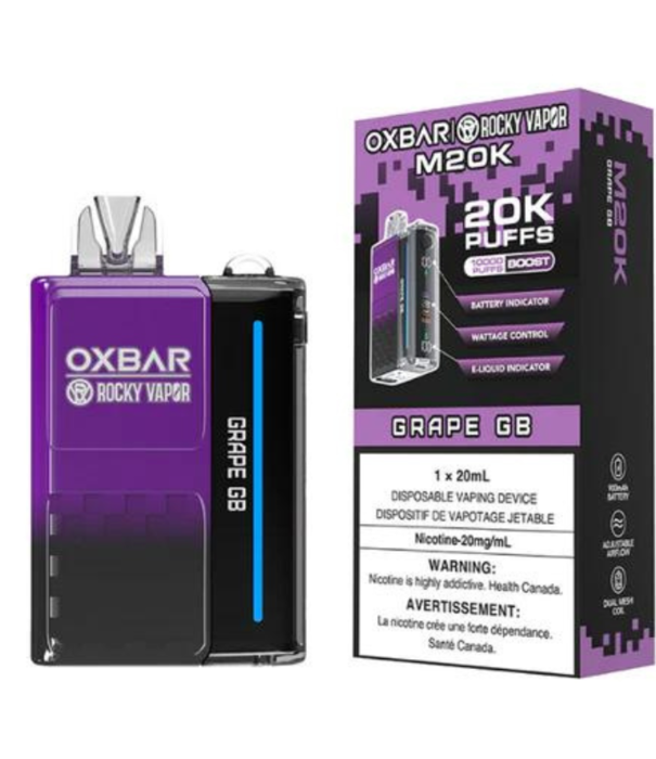 Ox Bar Grape GB Rocky Vapor Ox Bar M20K Rechargeable Disposable