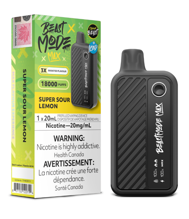 Flavour Beast Super Sour Lemon Ice Flavour Beast Beast Mode Max 18000 Rechargeable Disposable