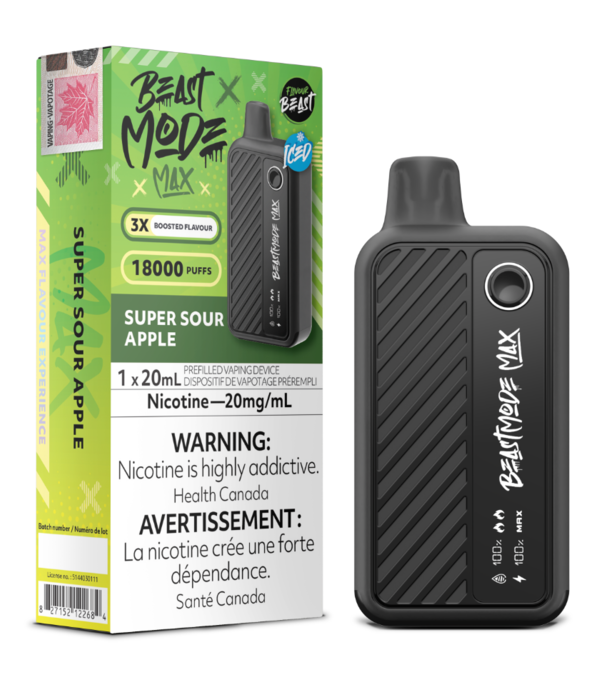 Flavour Beast Super Sour Apple Ice  Flavour Beast Beast Mode Max 18000 Rechargeable Disposable