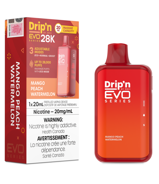 Envi Mango Peach Watermelon Envi Drip’N EVO 28000 Rechargeable Disposable