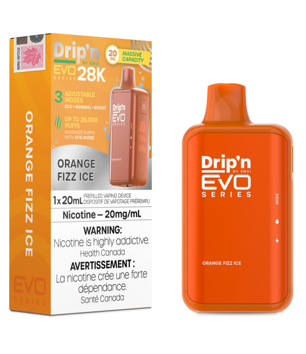 Envi Orange Fizz Ice Envi Drip’N EVO 28000 Rechargeable Disposable