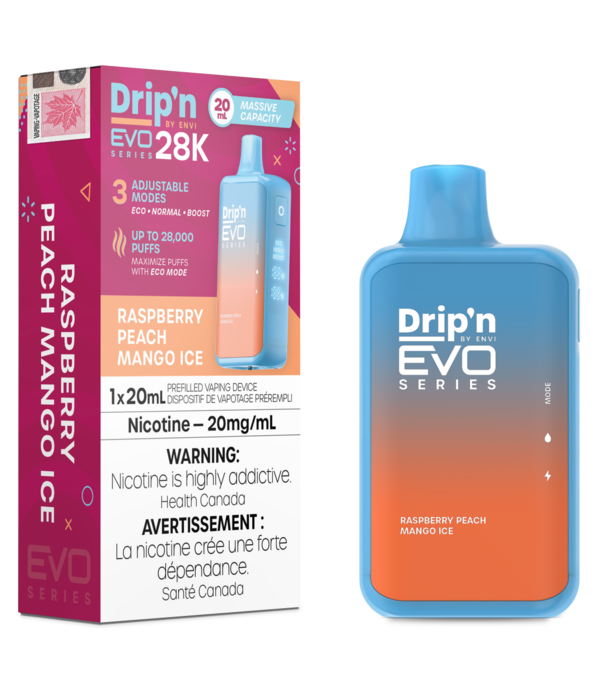 Envi Raspberry Peach Mango Ice Envi Drip’N 28000 Rechargeable Disposable