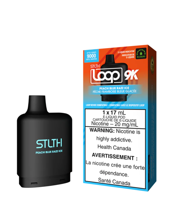 STLTH Peach Blue Razz Ice 12mg STLTH Loop 9000 Disposable Vape Pod