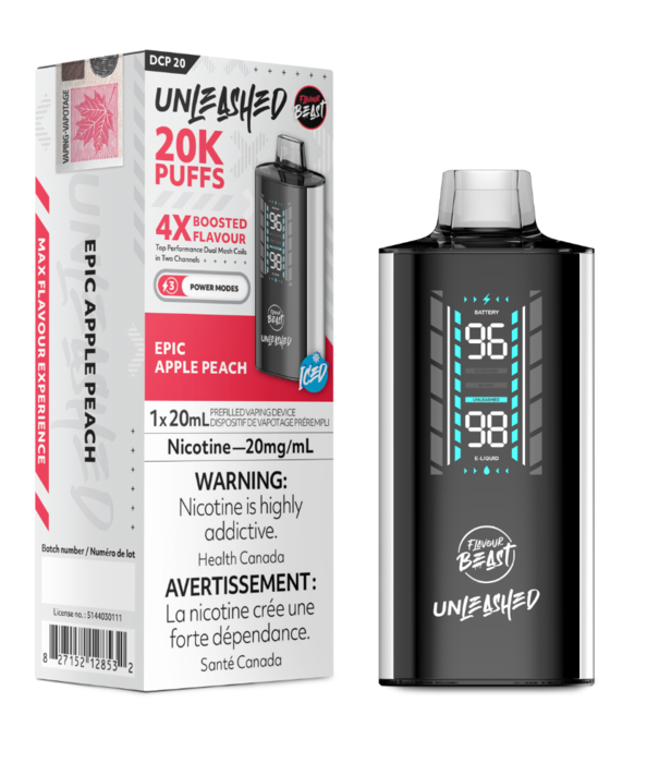 Flavour Beast Epic Apple Peach Ice Flavour Beast Unleashed 20000 Rechargeable Disposable