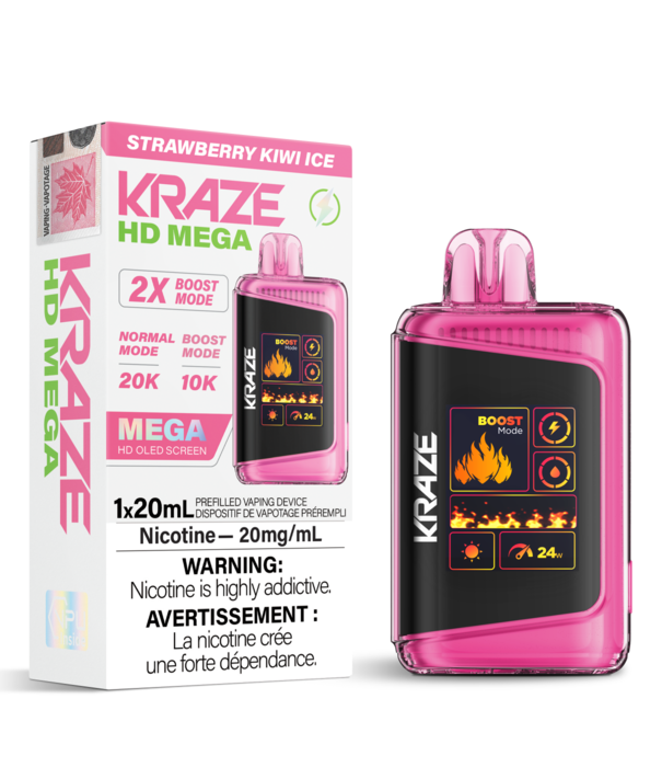 Kraze Strawberry Kiwi Ice Kraze HD Mega 20000 Rechargeable Disposable