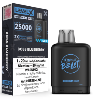 Boss Blueberry Ice Flavour Beast Level X Boost G2 25000 Disposable Vape Pod