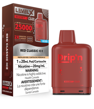 Red Classic Ice  Drip’N Level X Boost G2 25000 Disposable Vape Pod