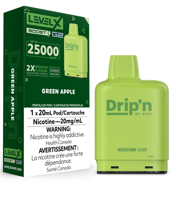 Envi Drip'n Green Apple Drip’N Level X Boost G2 25000 Disposable Vape Pod
