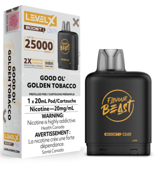 Good Ol’ Golden Tobacco Flavour Beast Level X Boost G2 25000 Disposable Vape Pod