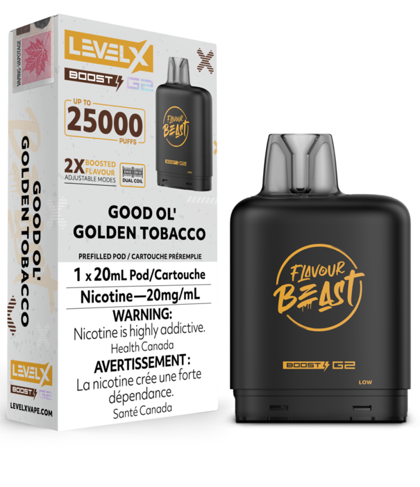 Flavour Beast Good Ol’ Golden Tobacco Flavour Beast Level X Boost G2 25000 Disposable Vape Pod