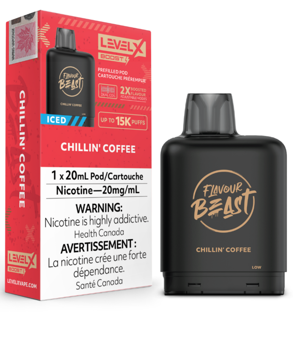 Flavour Beast Chillin’ Coffee Iced  Flavour Beast Level X Boost G2 25000 Disposable Vape Pod