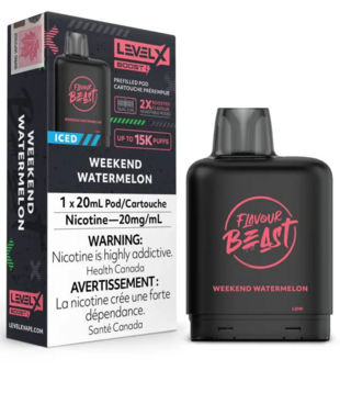 Weekend Watermelon Ice Flavour Beast Level X Boost G2 25000 Disposable Vape Pod