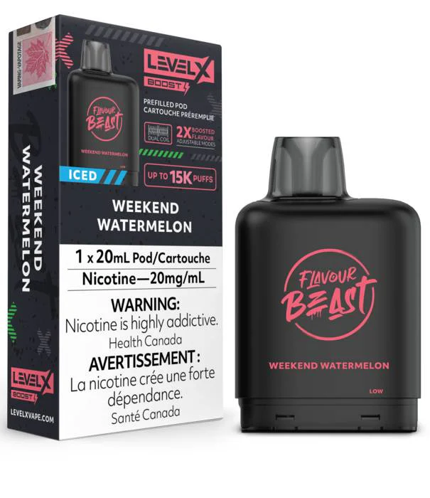 Flavour Beast Weekend Watermelon Ice Flavour Beast Level X Boost G2 25000 Disposable Vape Pod