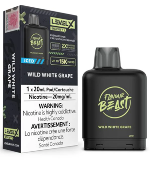 Wild White Grape Ice Flavour Beast Level X Boost G2 25000 Disposable Vape Pod