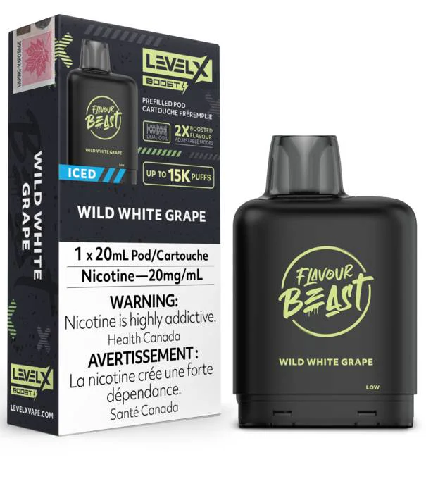 Flavour Beast Wild White Grape Ice Flavour Beast Level X Boost G2 25000 Disposable Vape Pod