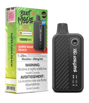 Super Sour Peach Ice Flavour Beast Beast Mode Max 18000 Rechargeable Disposable