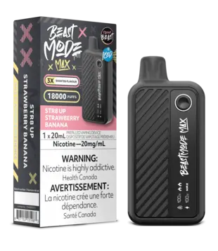 Str8 Up Strawberry Banana Ice Flavour Beast Beast Mode Max 18000 Rechargeable Disposable