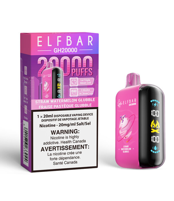Elf Bar Straw Watermelon Glubble Elf Bar GH20000 Rechargeable Disposable