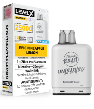 Epic Pineapple Lemon Ice Flavour Beast Unleashed Level X Boost G2 25000 Disposable Vape Pod