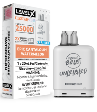 Epic Cantaloupe watermelon  Flavour Beast  Unleashed Level X Boost G2 25000 Disposable Vape Pod