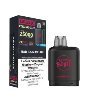 Rad Razz Melon Ice Flavour Beast Level X 25000 Disposable Vape Pod