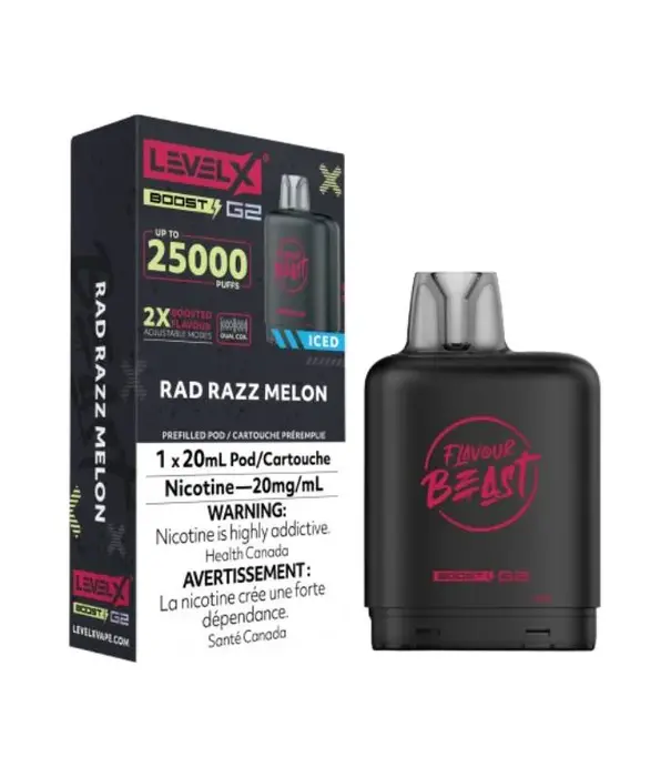 Flavour Beast Rad Razz Melon Ice Flavour Beast Level X 25000 Disposable Vape Pod