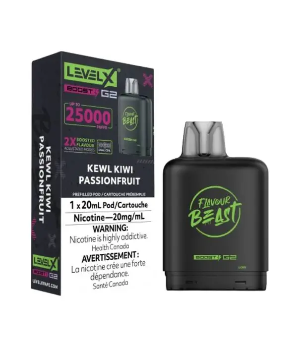 Flavour Beast Kewl Kiwi Passionfruit Flavour Beast Level X 25000 Disposable Vape Pod