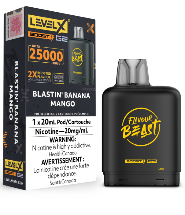 Flavour Beast Blastin Banana Mango Flavour Beast Level X 25000 Disposable Vape Pod