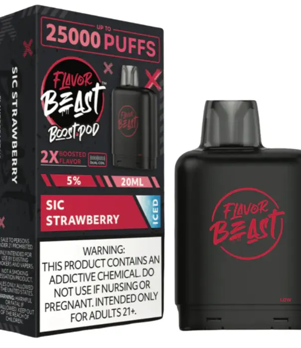 Flavour Beast Strawberry Swirl Flavour Beast Unleashed Level X Boost G2 25000 Disposable Vape Pod