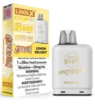 Lemon Delight Flavour Beast Unleashed Level X Boost G2 25000 Disposable Vape Pod