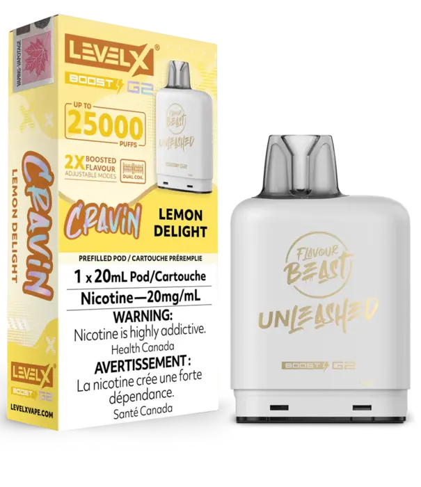 Flavour Beast Lemon Delight Flavour Beast Unleashed Level X Boost G2 25000 Disposable Vape Pod