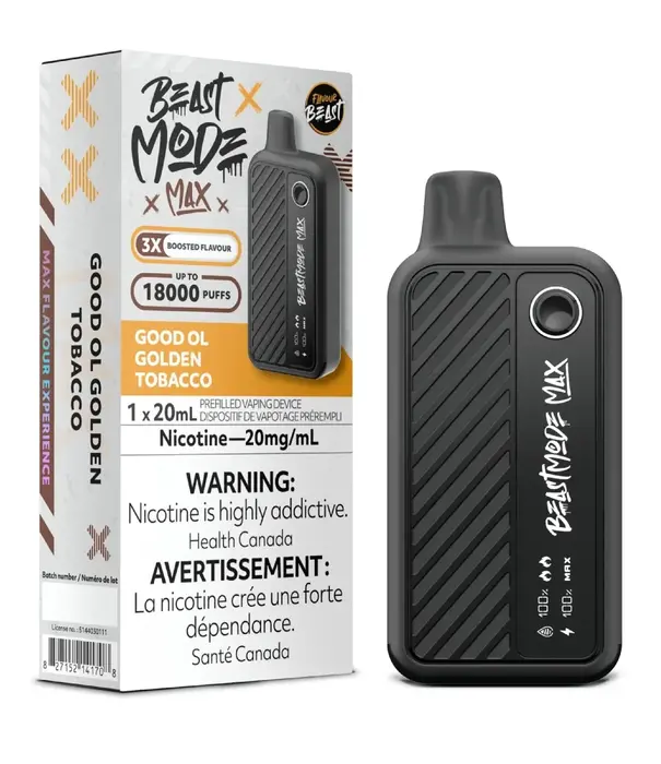 Flavour Beast Good Ol Golden Tobacco Flavour Beast Beast Mode Max 18000 Rechargeable Disposable