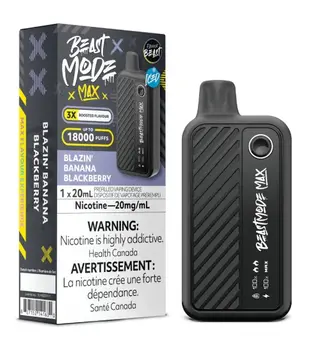 Blazin Banana Blackberry Ice Flavour Beast Beast Mode Max 18000 Rechargeable Disposable