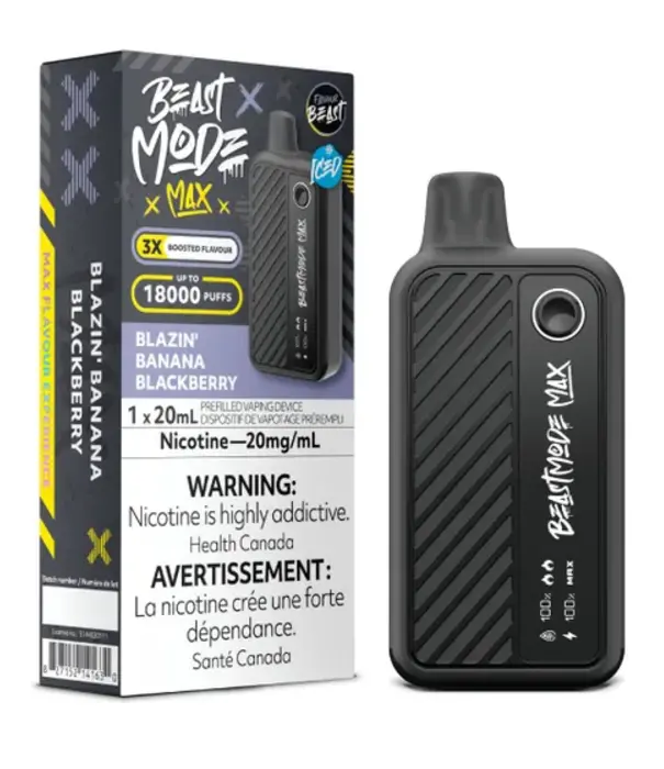Flavour Beast Blazin Banana Blackberry Ice Flavour Beast Beast Mode Max 18000 Rechargeable Disposable