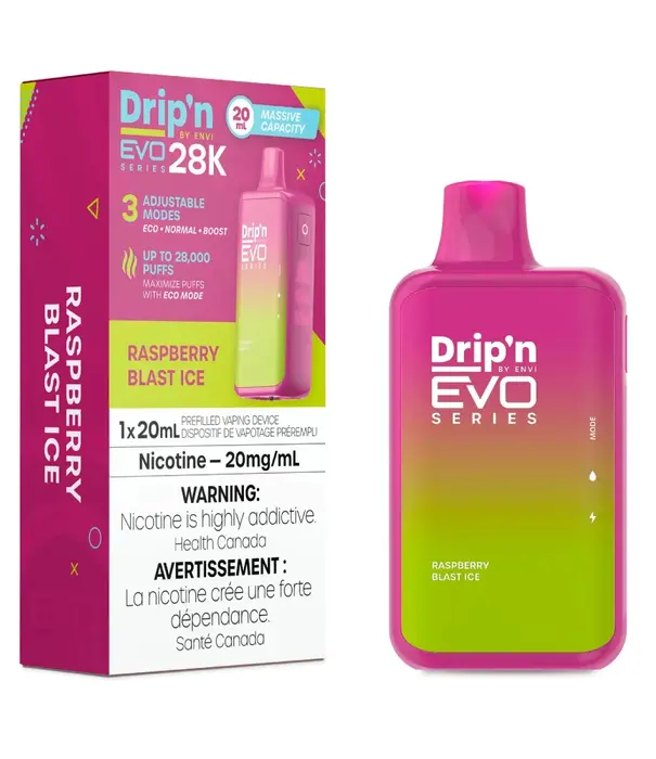 Envi Raspberry Blast Ice Envi Drip’N EVO 28000 Rechargeable Disposable