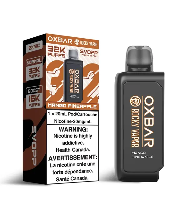 Ox Bar Mango Pineapple Rocky Vapor OxBar SVOPP 32K Disposable Vape Pod