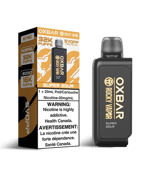 Ox Bar Super Sour Rocky Vapor OxBar SVOPP 32K Disposable Vape Pod