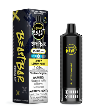 Lifted Lemon Mint Flavour Beast Beast Bar DTL 15k Rechargeable Disposable