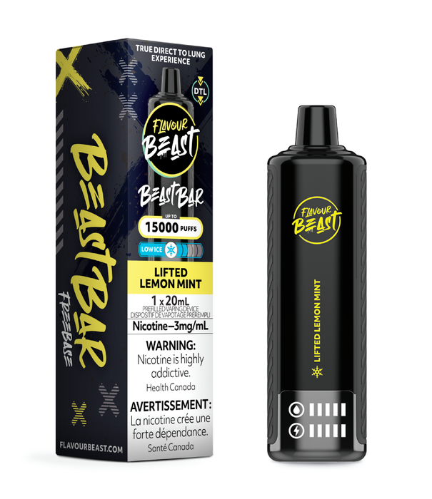 Flavour Beast Lifted Lemon Mint Flavour Beast Beast Bar DTL 15k Rechargeable Disposable