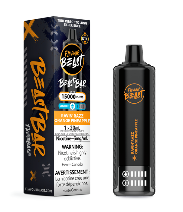 Flavour Beast Ravin Razz Orange Pineapple Flavour Beast Beast Bar DTL 15k Rechargeable Disposable
