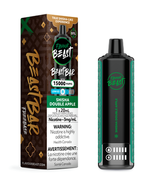 Shisha Double Apple Flavour Beast Beast Bar DTL 15k Rechargeable Disposabke