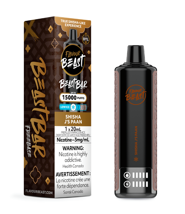 Flavour Beast Shisha J’s Paan Flavour Beast Beast Bar DTL 15k Rechargeable Disposable
