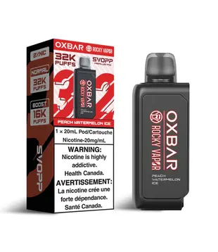 Peach Watermelon Ice Rocky Vapor OxBar Svopp 32k Disposable Vape Pod